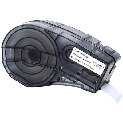 PHONILLICO Ruban Blanc pour étiqueteuse compatible Brady BMP21-LAB BMP21-PLUS Étiquette vinyle recharge M21-500-595 12,7mm x 6,4m Noir sur Blanc ® - Publicité PHONILLICO Ruban Blanc pour étiqueteuse compatible Brady BMP21-LAB BMP21-PLUS Étiquette vinyle recharge M21-500-595 12,7mm x 6,4m Noir sur Blanc ® - Publicité