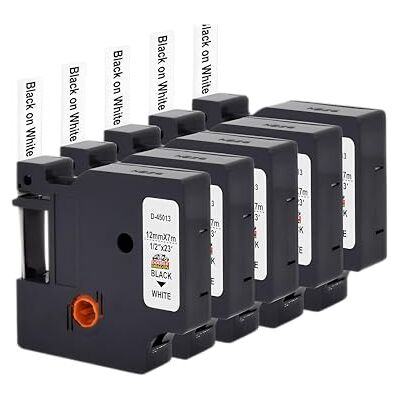 Dragon , Pack de 5 Rubans d'Étiquettes Compatibles pour Dymo D1 Tape 45013 A45013 S0720530, Noir sur Blanc, 12mm x 7m, Recharges pour Dymo LabelManager 160 210D 280 360D 420P 450 450D 500TS - Publicité Dragon , Pack de 5 Rubans d'Étiquettes Compatibles pour Dymo D1 Tape 45013 A45013 S0720530, Noir sur Blanc, 12mm x 7m, Recharges pour Dymo LabelManager 160 210D 280 360D 420P 450 450D 500TS - Publicité