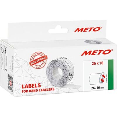 Meto Étiquettes pour étiqueteuse manuelle, réf. 9506169 (26 x 16 mm, 2 lignes, 6000 étiquettes, adhésives permanentes, pour appareils , Contact, Sato, Avery, Tovel, Samark etc.) 6 rouleaux, papier - Publicité Meto Étiquettes pour étiqueteuse manuelle, réf. 9506169 (26 x 16 mm, 2 lignes, 6000 étiquettes, adhésives permanentes, pour appareils , Contact, Sato, Avery, Tovel, Samark etc.) 6 rouleaux, papier - Publicité