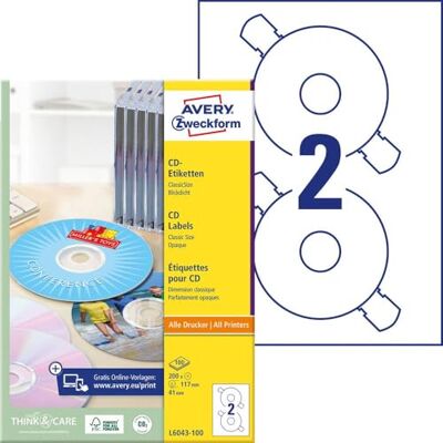 Avery 572157 Etiquettes 117x117 mm Blanc - Publicité Avery 572157 Etiquettes 117x117 mm Blanc - Publicité