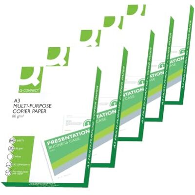 Q-Connect Papier pour imprimante KF01089 / Format A3, 80 g/m² / 1 paquet de 500 feuilles/Qualité B/Papier universel/Pour la maison, le bureau et le télétravail/Papier multifonctionnel - Publicité Q-Connect Papier pour imprimante KF01089 / Format A3, 80 g/m² / 1 paquet de 500 feuilles/Qualité B/Papier universel/Pour la maison, le bureau et le télétravail/Papier multifonctionnel - Publicité