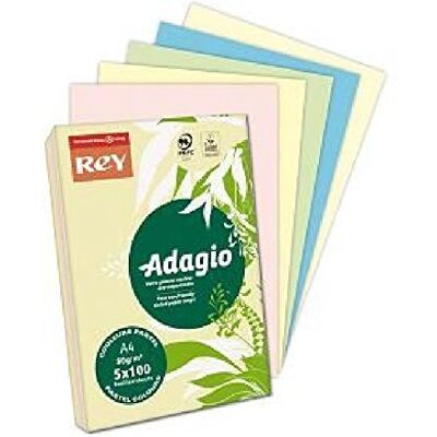 Rey Pack 40 Feuilles 5 Couleurs Pastel & Vives - Papier - Publicité Rey Pack 40 Feuilles 5 Couleurs Pastel & Vives - Papier - Publicité