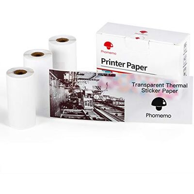 Phomemo Papier Transparent pour M02/M02PRO Imprimante, 53mm x 3.5m, 3 Rouleaux - Publicité Phomemo Papier Transparent pour M02/M02PRO Imprimante, 53mm x 3.5m, 3 Rouleaux - Publicité