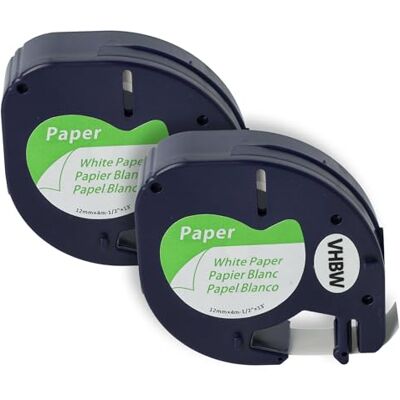 vhbw 2x Rubans papier compatible avec Dymo LetraTag Plus LT-100T XM, 2000, LT-100H imprimante d'étiquettes 4m x 12mm Noir sur Blanc - Publicité vhbw 2x Rubans papier compatible avec Dymo LetraTag Plus LT-100T XM, 2000, LT-100H imprimante d'étiquettes 4m x 12mm Noir sur Blanc - Publicité