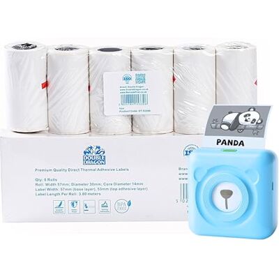 Dragon Rouleaux d'Étiquettes Thermiques Blanches 57 mm, Autocollantes, Compatibles avec Phomemo M03/M04, Peripage, Paperang, ConBlom, ARCELI, Imprimantes Thermiques Mini Portables (6 Rouleaux) - Publicité Dragon Rouleaux d'Étiquettes Thermiques Blanches 57 mm, Autocollantes, Compatibles avec Phomemo M03/M04, Peripage, Paperang, ConBlom, ARCELI, Imprimantes Thermiques Mini Portables (6 Rouleaux) - Publicité