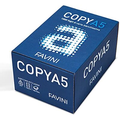 Favini A620555 Copy A5 1000 feuilles de papier blanc contenu en distributeur pratique Format A5 (14,8 x 21 cm) Made in Italy - Publicité Favini A620555 Copy A5 1000 feuilles de papier blanc contenu en distributeur pratique Format A5 (14,8 x 21 cm) Made in Italy - Publicité