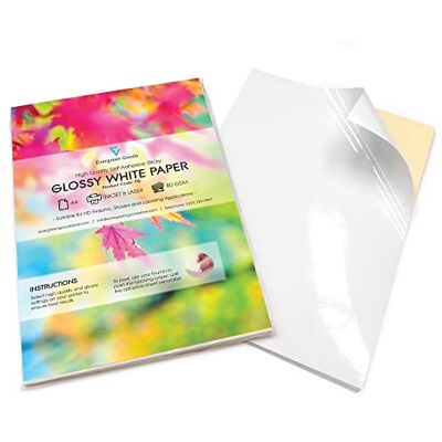 EVG A4 Blanc Brillant Autocollant Dos Adhésif Papier Étiquettes 20 Feuilles - Publicité EVG A4 Blanc Brillant Autocollant Dos Adhésif Papier Étiquettes 20 Feuilles - Publicité