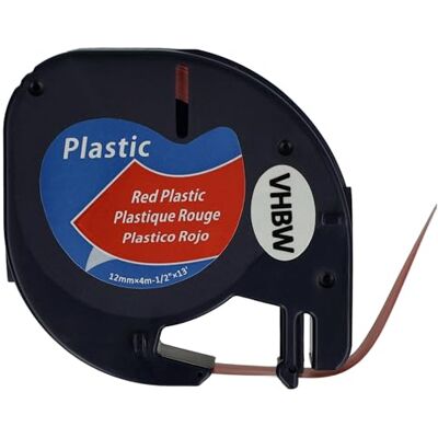 vhbw Ruban plastique compatible avec Dymo LetraTag LT-100T LT-100H, 2000 imprimante d'étiquettes 4m x 12mm Noir sur Rouge, plastique - Publicité vhbw Ruban plastique compatible avec Dymo LetraTag LT-100T LT-100H, 2000 imprimante d'étiquettes 4m x 12mm Noir sur Rouge, plastique - Publicité