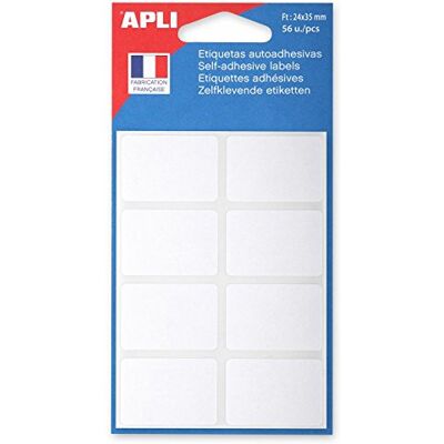 Apli 111912 Pochette de 56 étiquettes blanches 24 x 35 mm Blanc - Publicité Apli 111912 Pochette de 56 étiquettes blanches 24 x 35 mm Blanc - Publicité