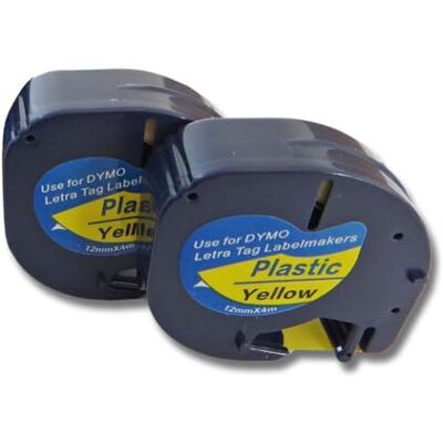 vhbw 2x Rubans remplacement pour Dymo 91202 pour imprimante d'étiquettes 4m x 12mm Noir sur Jaune - Publicité vhbw 2x Rubans remplacement pour Dymo 91202 pour imprimante d'étiquettes 4m x 12mm Noir sur Jaune - Publicité