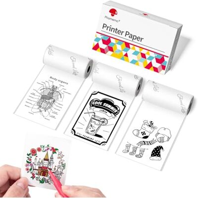 Phomemo Papier Thermique Autocollant pour Mini Imprimante Portable T02, M02, M02PRO, M02S, M03, M03AS, M04S, M04AS, Blanc pour Scrapbooking, Photos, Notes, étiquettes, 53mm x 3.5 m, 3 Rouleaux - Publicité Phomemo Papier Thermique Autocollant pour Mini Imprimante Portable T02, M02, M02PRO, M02S, M03, M03AS, M04S, M04AS, Blanc pour Scrapbooking, Photos, Notes, étiquettes, 53mm x 3.5 m, 3 Rouleaux - Publicité