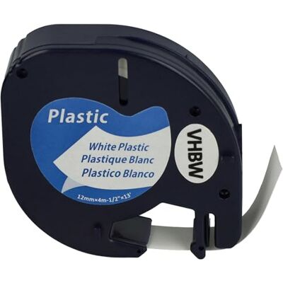 vhbw Ruban plastique compatible avec Dymo LetraTag XM QX50, XR, 200B imprimante d'étiquettes 4m x 12mm Noir sur Blanc - Publicité vhbw Ruban plastique compatible avec Dymo LetraTag XM QX50, XR, 200B imprimante d'étiquettes 4m x 12mm Noir sur Blanc - Publicité