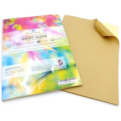 EVG Evergreen Goods Papier Autocollant Kraft Mat A4 Etiquettes Autocollante Collantes Pour Imprimantes à Jet D'encre Et Laser Feuille Autocollante Pour Des Tirages Haute Résolution (50 Feuilles) - Publicité EVG Evergreen Goods Papier Autocollant Kraft Mat A4 Etiquettes Autocollante Collantes Pour Imprimantes à Jet D'encre Et Laser Feuille Autocollante Pour Des Tirages Haute Résolution (50 Feuilles) - Publicité