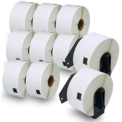 BETCKEY 10 Rouleaux DK-11208 Grandes Étiquettes d'Adresse Compatible avec Brother, 38mm x 90mm, 4000 Étiquettes pour Imprimantes d'Étiquettes QL Brother (2 Fixateurs Réutilisables) - Publicité BETCKEY 10 Rouleaux DK-11208 Grandes Étiquettes d'Adresse Compatible avec Brother, 38mm x 90mm, 4000 Étiquettes pour Imprimantes d'Étiquettes QL Brother (2 Fixateurs Réutilisables) - Publicité