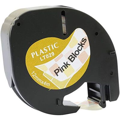PRESTIGE CARTRIDGE Compatible Noir sur Blocs Roses Plastique Ruban (12mm x 4m) pour Dymo LT110T, LT100H, LT100T, QX50, XR, XM, 2000, Plus - Publicité PRESTIGE CARTRIDGE Compatible Noir sur Blocs Roses Plastique Ruban (12mm x 4m) pour Dymo LT110T, LT100H, LT100T, QX50, XR, XM, 2000, Plus - Publicité