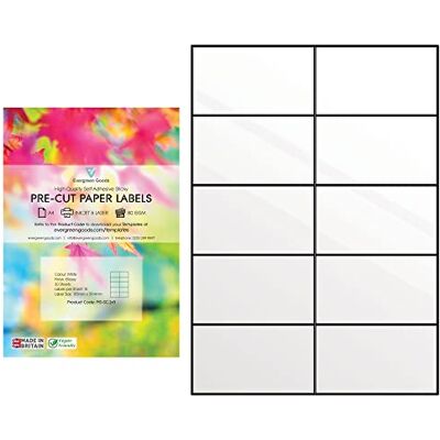 EVG Evergreen Goods Lot de 30 Feuilles Étiquettes d'Expédition Blanches A4 - Publicité EVG Evergreen Goods Lot de 30 Feuilles Étiquettes d'Expédition Blanches A4 - Publicité