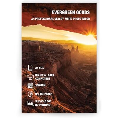 EVG Evergreen Goods Lot de 50 Feuilles de Papier Photo A4 Brillant 200 g/m² - Publicité EVG Evergreen Goods Lot de 50 Feuilles de Papier Photo A4 Brillant 200 g/m² - Publicité