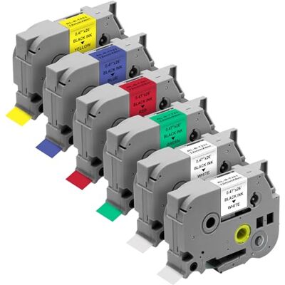 PHONILLICO Lot de 6 Rubans Blanc/Bleu/Jaune/Rouge/Vert pour étiqueteuse compatible Brother P-touch PT-H110 / PT-H107 / PT-E100 / PT-D210 Étiquette recharge TZe-231/TZ231/431/531/631/731 12mm x 8m ® - Publicité PHONILLICO Lot de 6 Rubans Blanc/Bleu/Jaune/Rouge/Vert pour étiqueteuse compatible Brother P-touch PT-H110 / PT-H107 / PT-E100 / PT-D210 Étiquette recharge TZe-231/TZ231/431/531/631/731 12mm x 8m ® - Publicité