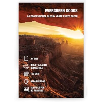 EVG Evergreen Goods Papier Photo A4 Brillant 120 g/m² Lot de 50 Feuilles - Publicité EVG Evergreen Goods Papier Photo A4 Brillant 120 g/m² Lot de 50 Feuilles - Publicité