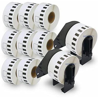 BETCKEY 10 DK-22211 Rouleau de Film Résistant Continu Compatible avec Brother, 29mm x 15.24m, 10 Étiquettes pour Imprimantes d'Étiquettes QL Brother (2 Fixateurs Réutilisables) - Publicité BETCKEY 10 DK-22211 Rouleau de Film Résistant Continu Compatible avec Brother, 29mm x 15.24m, 10 Étiquettes pour Imprimantes d'Étiquettes QL Brother (2 Fixateurs Réutilisables) - Publicité