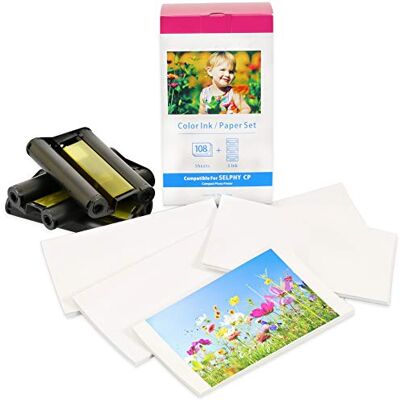 PRESTIGE CARTRIDGE Compatible KP-108IN Encre et Papier pour Canon Selphy CP1300 CP1200 CP1000 CP910 CP820 CP810 CP800 CP790 CP780 3 Cartouches d'encre Couleur 108 Feuilles Papier Format Carte Postale: 100 x 148mm - Publicité PRESTIGE CARTRIDGE Compatible KP-108IN Encre et Papier pour Canon Selphy CP1300 CP1200 CP1000 CP910 CP820 CP810 CP800 CP790 CP780 3 Cartouches d'encre Couleur 108 Feuilles Papier Format Carte Postale: 100 x 148mm - Publicité