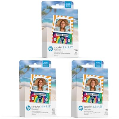 HP Sprocket Papier photo adhésif Zink 3,5 x 4,25" (pack de 300) compatible avec Sprocket 3x4 Photobooth et imprimante photo. Publicité HP Sprocket Papier photo adhésif Zink 3,5 x 4,25" (pack de 300) compatible avec Sprocket 3x4 Photobooth et imprimante photo. Publicité