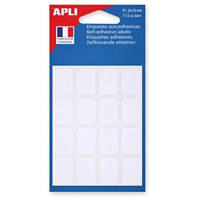 Apli Agipa Pochette de 112 Étiquettes Blanches Permanantes 16x22 111907 - Publicité Apli Agipa Pochette de 112 Étiquettes Blanches Permanantes 16x22 111907 - Publicité