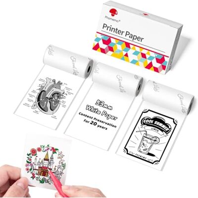 Phomemo Papier Blanc pour M02/M02PRO Imprimante, 53 mm x 3,5 m, 3 Rouleaux Thermique Papier pour M02, M02PRO, T02, M02S, M02X, M02L, M03, M03AS, M04S, M04AS Mini Imprimante Portable - Publicité Phomemo Papier Blanc pour M02/M02PRO Imprimante, 53 mm x 3,5 m, 3 Rouleaux Thermique Papier pour M02, M02PRO, T02, M02S, M02X, M02L, M03, M03AS, M04S, M04AS Mini Imprimante Portable - Publicité