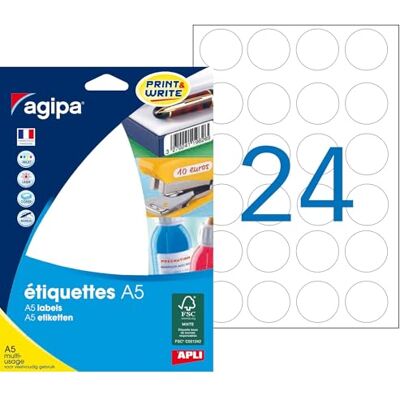 Apli 101354 Pastilles adhésives blanches rondes Ø 30 mm 384 étiquettes (16 feuilles A5), adhésif permanent, imprimables jet d’encre et laser, multi‑usage. Publicité Apli 101354 Pastilles adhésives blanches rondes Ø 30 mm 384 étiquettes (16 feuilles A5), adhésif permanent, imprimables jet d’encre et laser, multi‑usage. Publicité