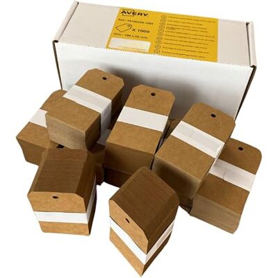 Avery – 1000 Étiquettes Américaines Kraft 100x55 mm avec Trou de Suspension 6 mm – Papier Épais 340 g/m² – Inscriptibles à la Main – Pour Commerce, Artisanat, Cadeaux et Événements - Publicité Avery – 1000 Étiquettes Américaines Kraft 100x55 mm avec Trou de Suspension 6 mm – Papier Épais 340 g/m² – Inscriptibles à la Main – Pour Commerce, Artisanat, Cadeaux et Événements - Publicité