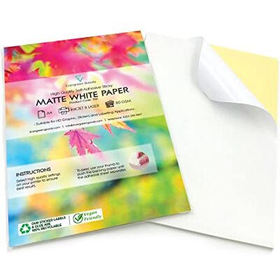 EVG Evergreen Goods A4 Blanc Mat Papier Autocollant 30 Feuilles - Publicité EVG Evergreen Goods A4 Blanc Mat Papier Autocollant 30 Feuilles - Publicité