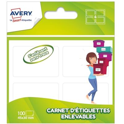 Avery Family Sachet de 100 Etiquettes enlevables en carnet 45 x 30 mm Blanc - Publicité Avery Family Sachet de 100 Etiquettes enlevables en carnet 45 x 30 mm Blanc - Publicité