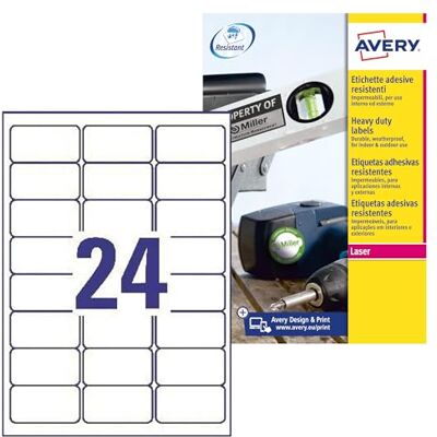 Avery 44223 Boîte de 480 Unités Etiquette Adhésive 63,5 x 33,9 mm ultra-résistante laser - Publicité Avery 44223 Boîte de 480 Unités Etiquette Adhésive 63,5 x 33,9 mm ultra-résistante laser - Publicité