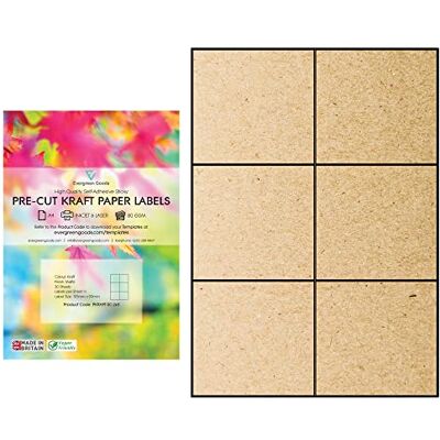 EVG Evergreen Goods Étiquettes Kraft Prédécoupé A4 Lot de 30 Feuilles - Publicité EVG Evergreen Goods Étiquettes Kraft Prédécoupé A4 Lot de 30 Feuilles - Publicité