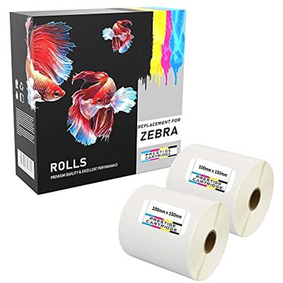 PRESTIGE CARTRIDGE 1,000 Zebra 100mm x 150mm Thermique Directe Papier Étiquettes (500 étiquettes par rouleau) pour Imprimante Zebra 2 Rouleaux Noir sur blanc - Publicité PRESTIGE CARTRIDGE 1,000 Zebra 100mm x 150mm Thermique Directe Papier Étiquettes (500 étiquettes par rouleau) pour Imprimante Zebra 2 Rouleaux Noir sur blanc - Publicité