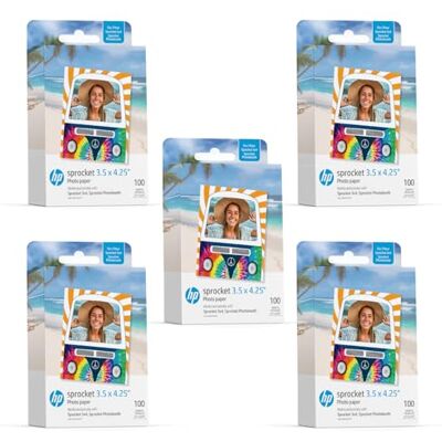 HP Sprocket Papier photo adhésif Zink 3,5 x 4,25" (pack de 500) compatible avec Sprocket 3x4 Photobooth et imprimante photo. Publicité HP Sprocket Papier photo adhésif Zink 3,5 x 4,25" (pack de 500) compatible avec Sprocket 3x4 Photobooth et imprimante photo. Publicité