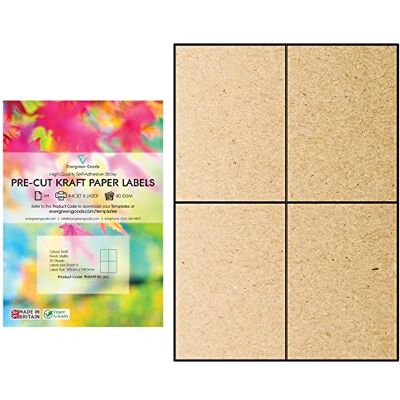 EVG Evergreen Goods A4 Papier Kraft Prédécoupé Étiquettes Autocollantes 120 - Publicité EVG Evergreen Goods A4 Papier Kraft Prédécoupé Étiquettes Autocollantes 120 - Publicité