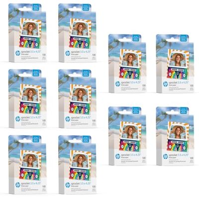 HP Sprocket Papier photo adhésif Zink 3,5 x 4,25" (pack de 1000) compatible avec Sprocket 3x4 Photobooth et imprimante photo. Publicité HP Sprocket Papier photo adhésif Zink 3,5 x 4,25" (pack de 1000) compatible avec Sprocket 3x4 Photobooth et imprimante photo. Publicité