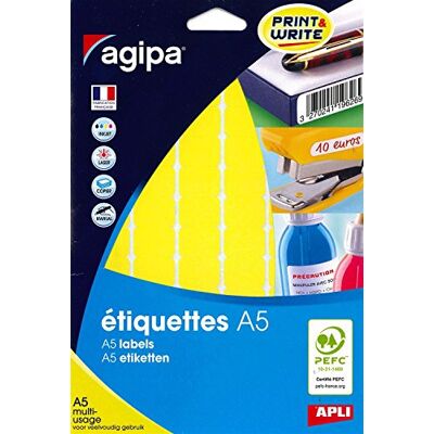 Agipa Lot de 3 Etuis A5 (10F) de 720 étiquettes Multi usage permanente 16 x22 mm Jaune - Publicité Agipa Lot de 3 Etuis A5 (10F) de 720 étiquettes Multi usage permanente 16 x22 mm Jaune - Publicité