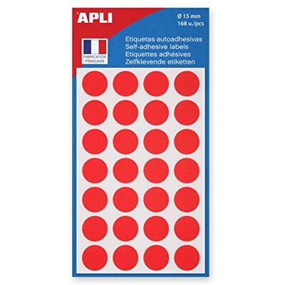 Apli -AGIPA Pastille Adhésive 15 mm Pochette lot de 168, Rouge 111843 - Publicité Apli -AGIPA Pastille Adhésive 15 mm Pochette lot de 168, Rouge 111843 - Publicité