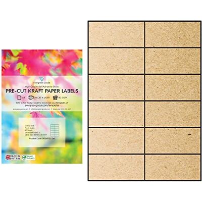 EVG Evergreen Goods Papier Kraft Mat Autoadhésif Prédécoupé A4 30 Feuilles Imprimable Jet d'Encre et Laser Étiquettes d'Impression Multi-Usages 5,1 x 15,2 cm, 12 par A4 : 360 au Total - Publicité EVG Evergreen Goods Papier Kraft Mat Autoadhésif Prédécoupé A4 30 Feuilles Imprimable Jet d'Encre et Laser Étiquettes d'Impression Multi-Usages 5,1 x 15,2 cm, 12 par A4 : 360 au Total - Publicité
