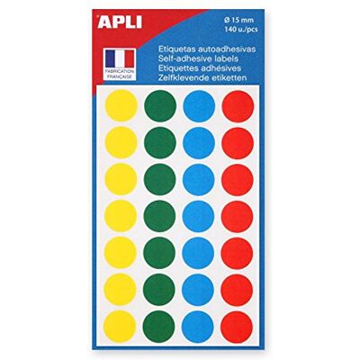 Apli AGIPA Sachet 140 pastilles de signalisation diam 15 mm Assorties - Publicité Apli AGIPA Sachet 140 pastilles de signalisation diam 15 mm Assorties - Publicité