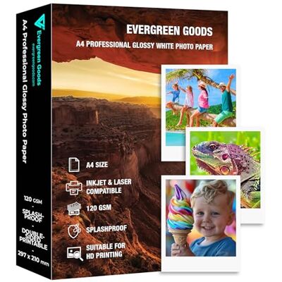 EVG Lot de 100 Feuilles de Papier Photo A4 Brillant Double Face 120 g/m² - Publicité EVG Lot de 100 Feuilles de Papier Photo A4 Brillant Double Face 120 g/m² - Publicité