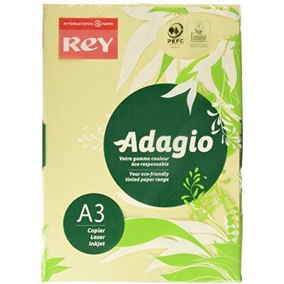 Rey Adagio Ramette de 250 feuilles papier couleur 160g A3 Canaris - Publicité Rey Adagio Ramette de 250 feuilles papier couleur 160g A3 Canaris - Publicité