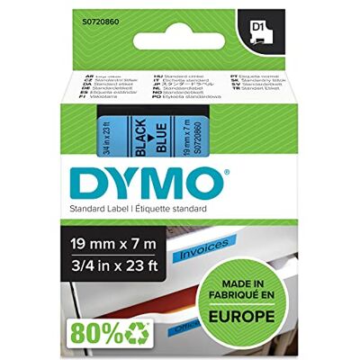 Dymo Ruban D1 19 mm x 7 m noir sur bleu 45806 - Publicité Dymo Ruban D1 19 mm x 7 m noir sur bleu 45806 - Publicité