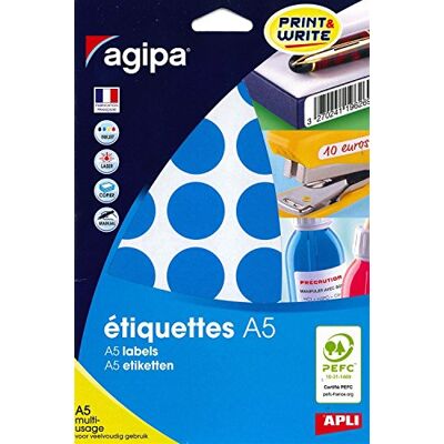 Agipa Lot de 3 Etuis A5 (10F) de 240 Pastilles Gommettes Rondes 30 mm Bleu - Publicité Agipa Lot de 3 Etuis A5 (10F) de 240 Pastilles Gommettes Rondes 30 mm Bleu - Publicité