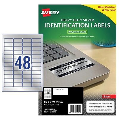 Avery 960 Etiquettes ultra-résistantes métalliques Laser L6009-20 - Publicité Avery 960 Etiquettes ultra-résistantes métalliques Laser L6009-20 - Publicité