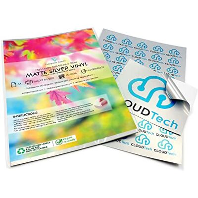EVG Evergreen Goods 10 Feuilles A4 Argent Mat Métallique Papier Autocollant Imprimante Etiquettes Papier Autocollant Pour Imprimantes Jet D'encre Et Laser Feuille Imperméable Pour Cricut Et Silhouette - Publicité EVG Evergreen Goods 10 Feuilles A4 Argent Mat Métallique Papier Autocollant Imprimante Etiquettes Papier Autocollant Pour Imprimantes Jet D'encre Et Laser Feuille Imperméable Pour Cricut Et Silhouette - Publicité