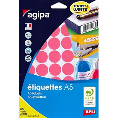 Agipa Lot de 3 Etuis A5 (10F) de 400 Pastilles Gommettes Rondes 24 mm Rose - Publicité Agipa Lot de 3 Etuis A5 (10F) de 400 Pastilles Gommettes Rondes 24 mm Rose - Publicité