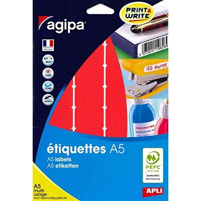 Agipa Lot de 3 Etuis A5 (10F) de 320 étiquettes Multi usage permanente 24 x 33,5 mm Rouge - Publicité Agipa Lot de 3 Etuis A5 (10F) de 320 étiquettes Multi usage permanente 24 x 33,5 mm Rouge - Publicité
